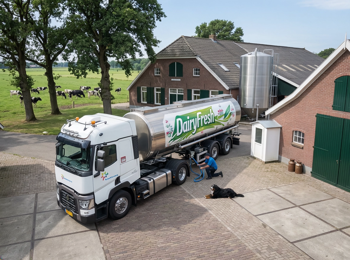 TGG Melkwagen op het erf